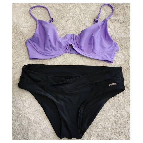 Blackbough Willow Lilac Top + Coco Black Bikini Bottom Size M/L - Picture 3 of 12
